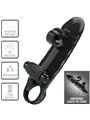 Romance - Black Vibrating Silicone Penis Sleeve with Stimulator