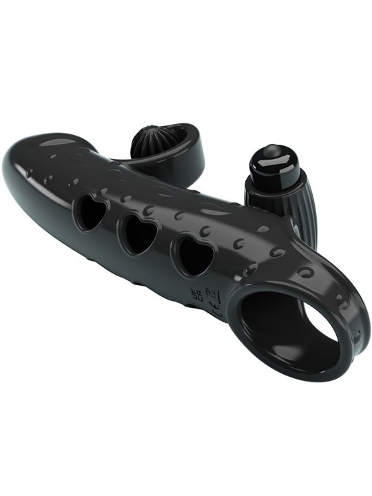 Romance - Black Vibrating Silicone Penis Sleeve with Stimulator