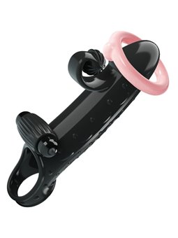 Romance - Guaina Fallica Vibrante in Silicone Nero con Stimolatore