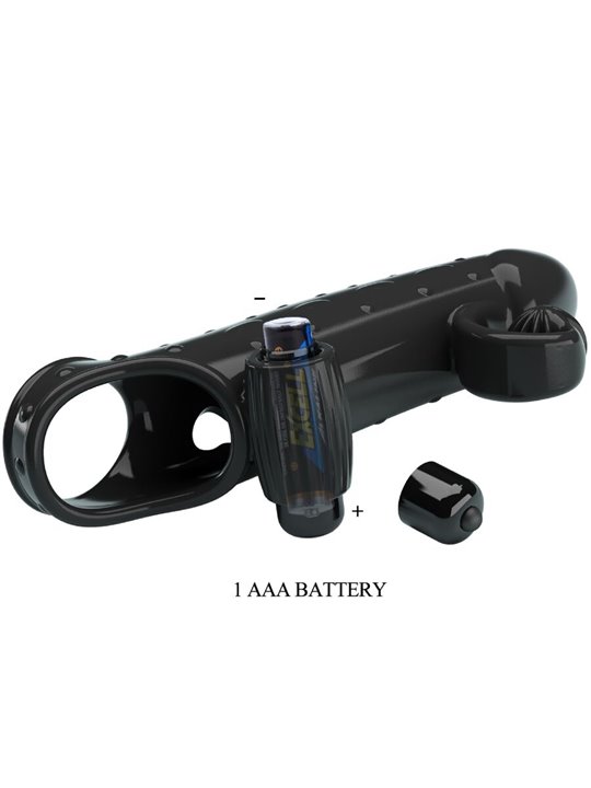 Romance - Guaina Fallica Vibrante in Silicone Nero con Stimolatore