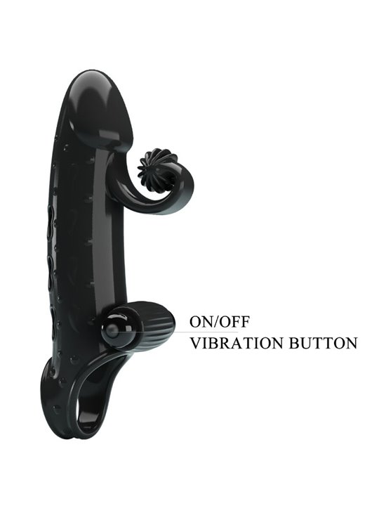 Romance - Black Vibrating Silicone Penis Sleeve with Stimulator