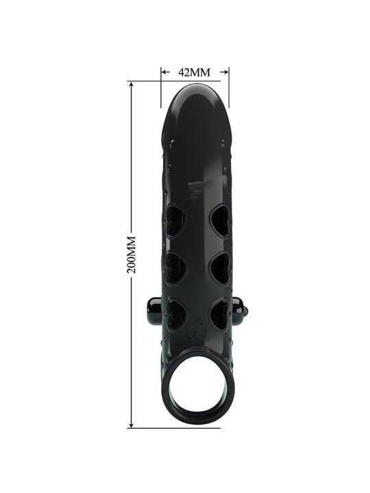 Romance - Black Vibrating Silicone Penis Sleeve with Stimulator