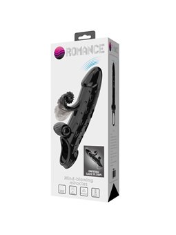 Romance - Black Vibrating Silicone Penis Sleeve with Stimulator