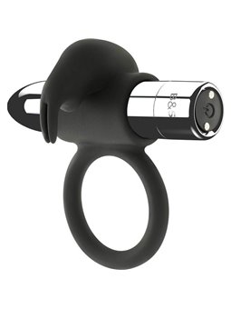 Black&Silver Burton - Anello Fallico Rabbit 10 Modalità di Vibrazione - Argento