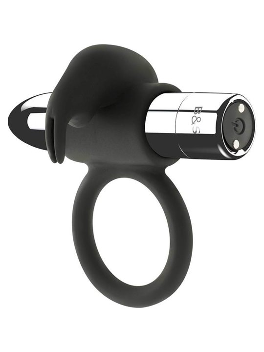 Black&Silver Burton - Anello Fallico Rabbit 10 Modalità di Vibrazione - Argento