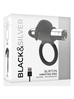 Black&Silver- Burton Rechargeable Ring 10 Vibration Modes