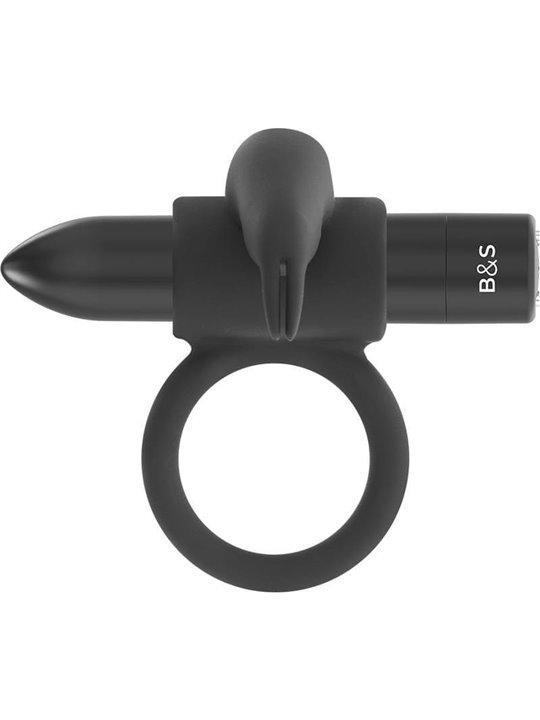Black&Silver Burton - Anello Fallico Rabbit 10 Modalità di Vibrazione - Nero
