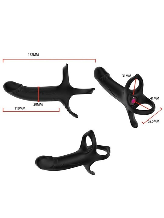 Armony - Dildo with Ring & Vibrator Remote Control Black