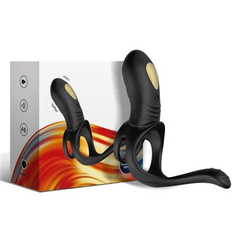 Armony - Joy Jumper Anello Fallico Vibrante con Plug Anale e Telecomando Nero
