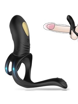 Armony - Joy Jumper Anello Fallico Vibrante con Plug Anale e Telecomando Nero