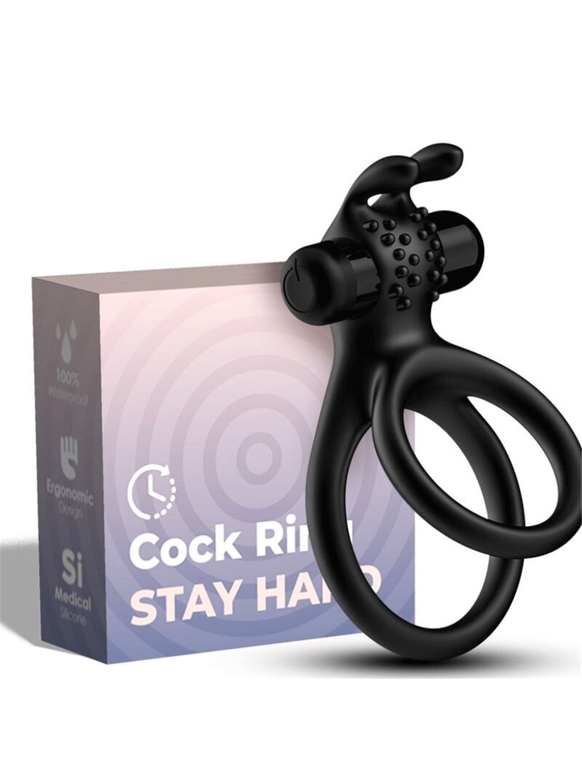Armony - Traveler Double Vibrator Ring for Couples Rabbit Black