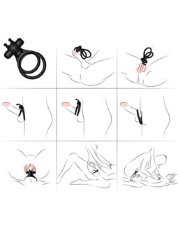 Armony - Traveler Double Vibrator Ring for Couples Rabbit Black