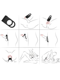 Armony - Twins Double Vibrator Ring for Couples Black