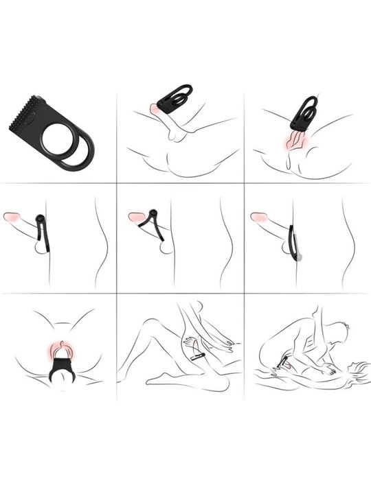 Armony - Twins Double Vibrator Ring for Couples Black