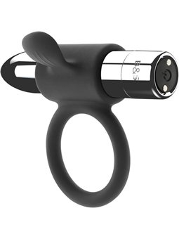 Black&Silver Cameron - Anello Fallico Lingua 10 Modalità di Vibrazione - Argento