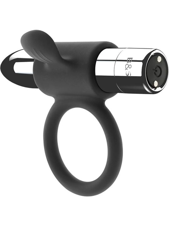 Black&Silver Cameron - Anello Fallico Lingua 10 Modalità di Vibrazione - Argento