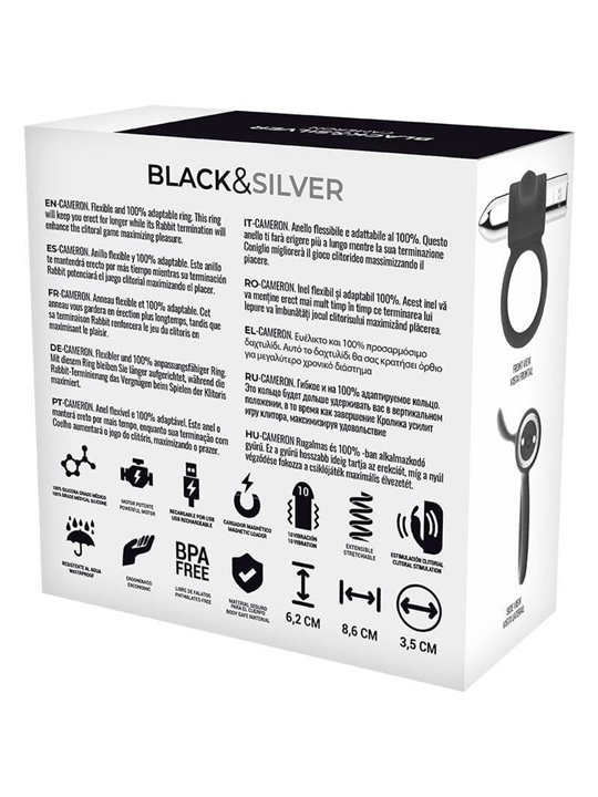 Black&Silver- Cameron Rechargeable Ring Silver