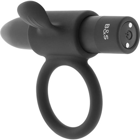 Black&Silver Cameron - Anello Fallico Lingua 10 Modalità di Vibrazione - Nero