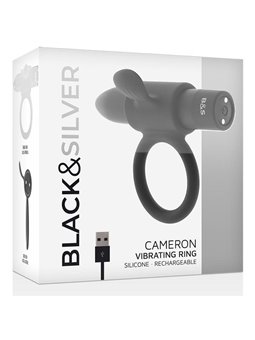 Black&Silver Cameron - Anello Fallico Lingua 10 Modalità di Vibrazione - Nero