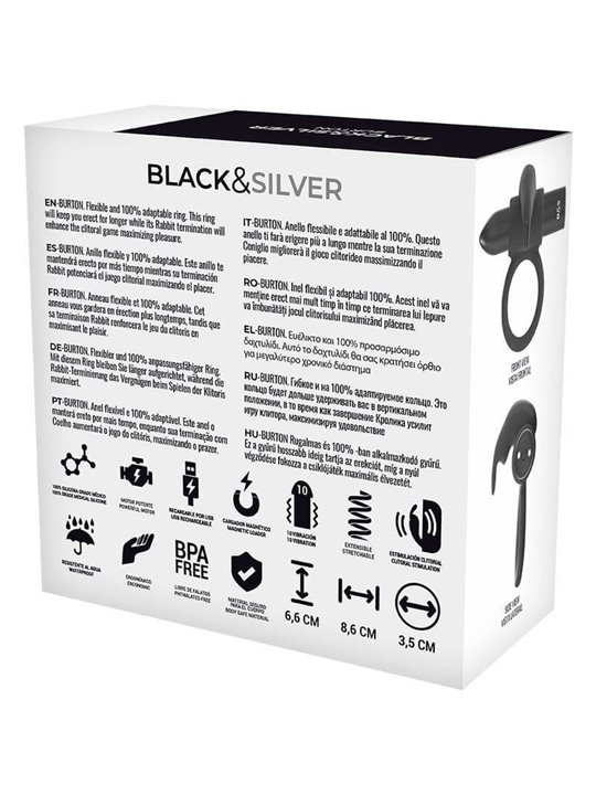 Black&Silver- Burton Remote Control Cockring Watchme