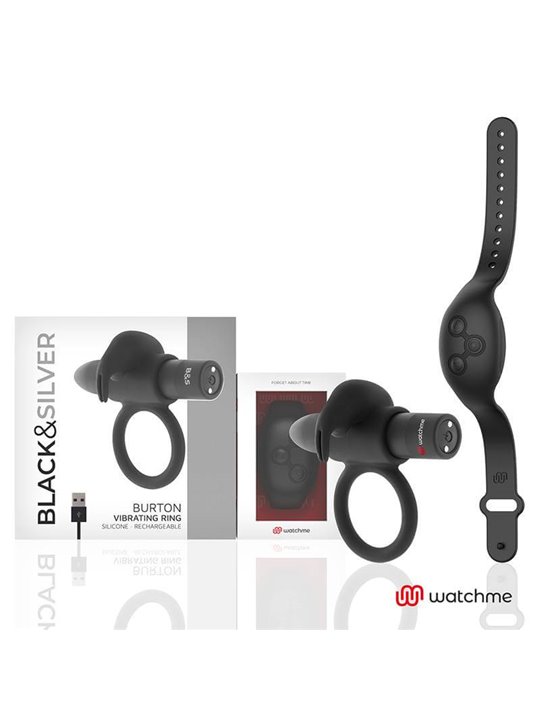 Black&Silver- Burton Remote Control Cockring Watchme