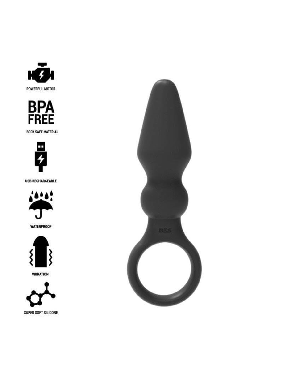 Black&Silver - Ozzy Powerful Silicone Anal Plug