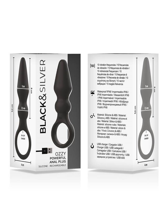 Black&Silver - Ozzy Powerful Silicone Anal Plug