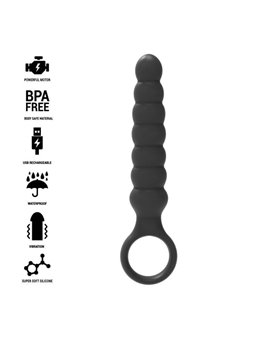 Black&Silver Bob - Dilatatore Anale in Silicone con Vibrazione - Nero