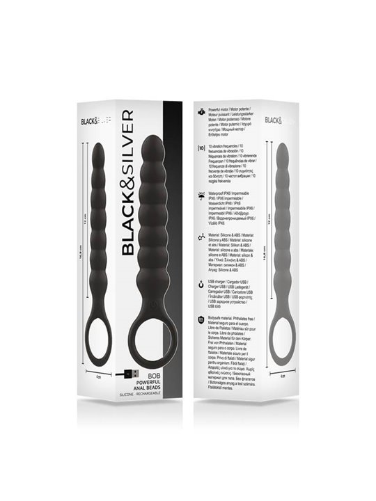 Black&Silver Bob - Dilatatore Anale in Silicone con Vibrazione - Nero