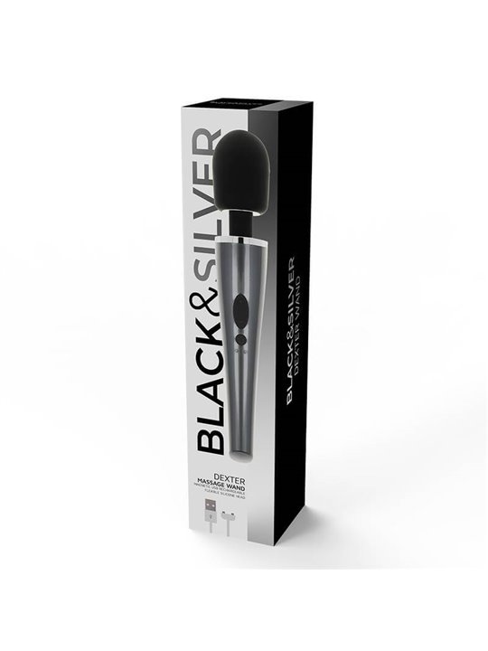 Black&Silver Dexter - Vibratore Massaggiatore Wand - Nero