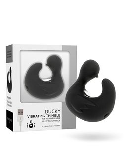 Black&Silver- Duckymania Rechargeable Silicone Stimulating Duck Thimble