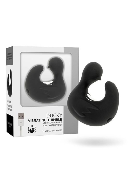Black&Silver Ducky - Vibratore Da Dito a Forma di Anatra 11 Funzioni - Nero