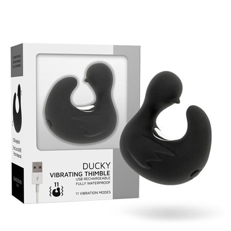 Black&Silver- Duckymania Rechargeable Silicone Stimulating Duck Thimble