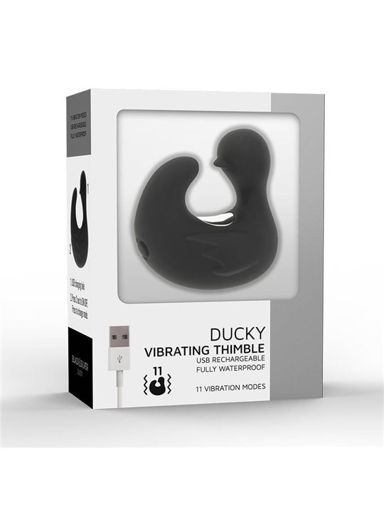 Black&Silver Ducky - Vibratore Da Dito a Forma di Anatra 11 Funzioni - Nero