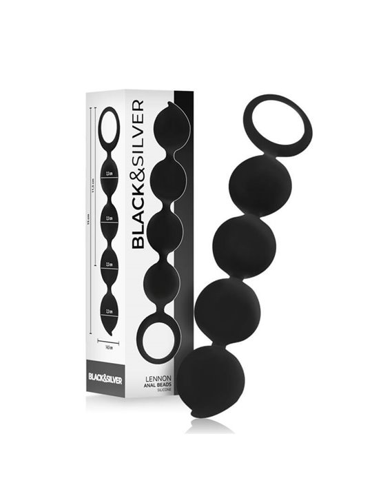 Black&Silver Lennon - Palline Anali in Silicone 15 CM
