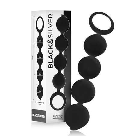 Black&Silver Lennon - Palline Anali in Silicone 15 CM
