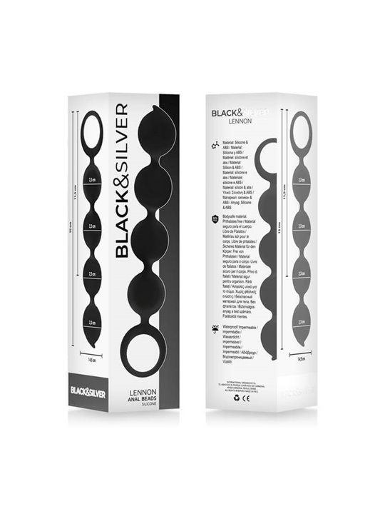 Black&Silver Lennon - Palline Anali in Silicone 15 CM