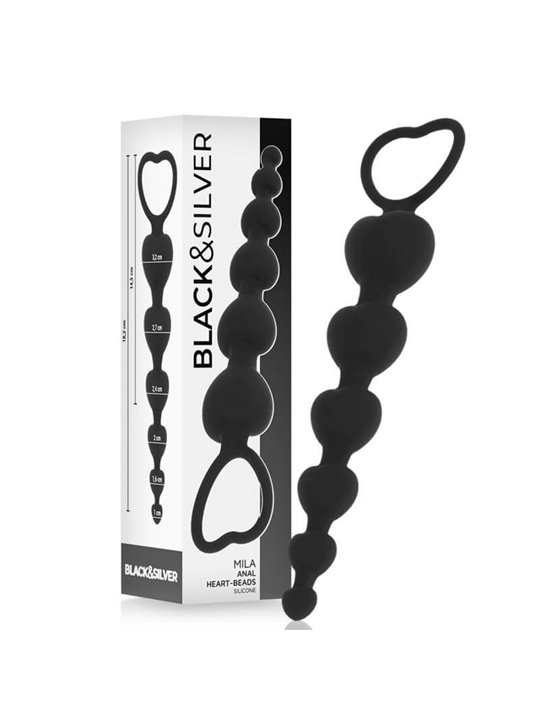 Black&Silver - Mila Anal Chain Of Hearts 18 CM