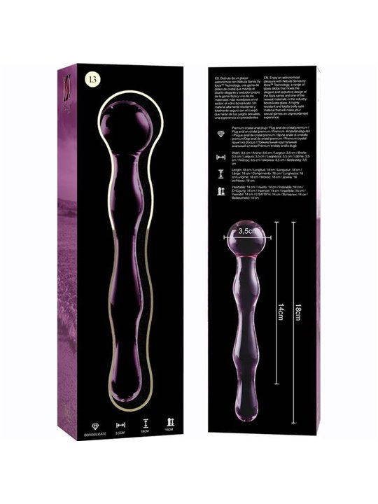 Nebula Series By Ibiza - Model 13 Dildo Borosilicate Glass 18 X 3.5 CM Pink