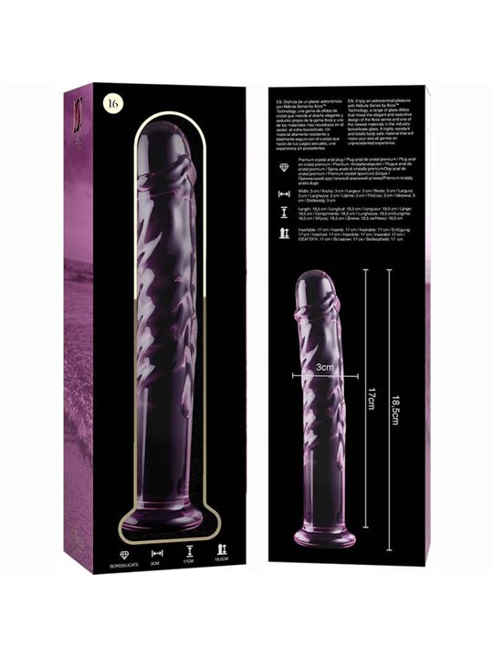 Nebula Series By Ibiza - Model 16 Dildo Borosilicate Glass 18.5 X 3 CM Pink