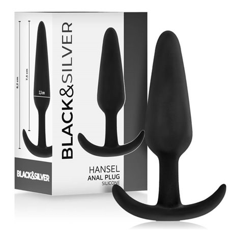 Black&Silver Hansel - Plug Anale in Silicone con Manico 8,2 CM