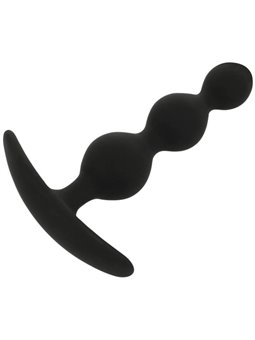 Black&Silver Rupert - Plug Anale Tripla Onda in Silicone 10 CM - Nero