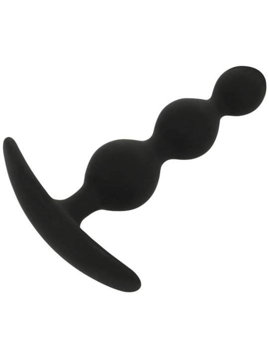 Black&Silver Rupert - Plug Anale Tripla Onda in Silicone 10 CM - Nero