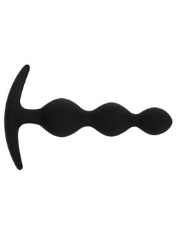 Black&Silver Rupert - Plug Anale Tripla Onda in Silicone 10 CM - Nero