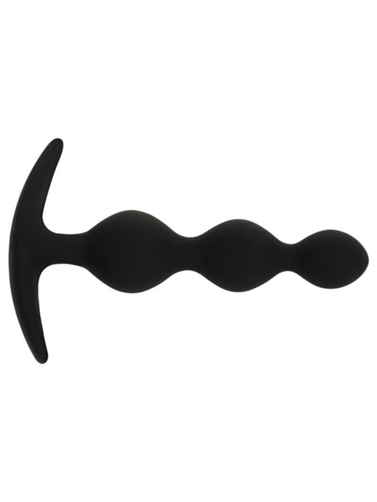Black&Silver Rupert - Plug Anale Tripla Onda in Silicone 10 CM - Nero