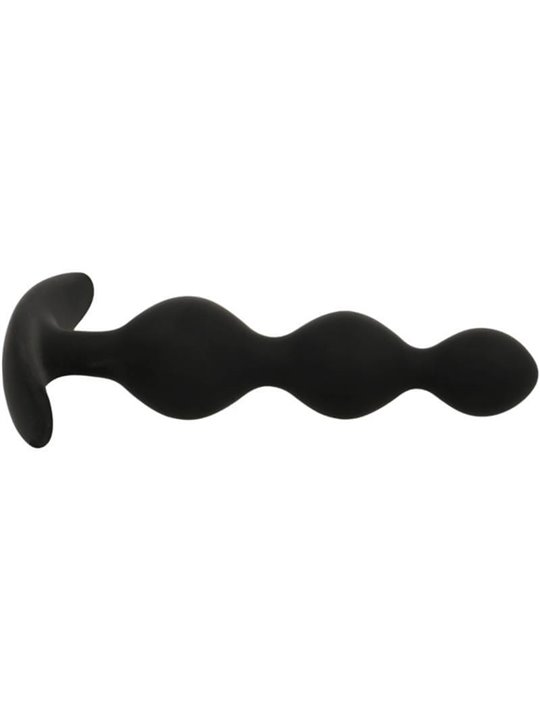 Black&Silver Rupert - Plug Anale Tripla Onda in Silicone 10 CM - Nero
