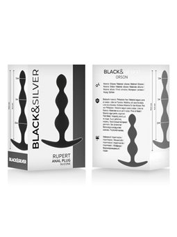 Black&Silver Rupert - Plug Anale Tripla Onda in Silicone 10 CM - Nero
