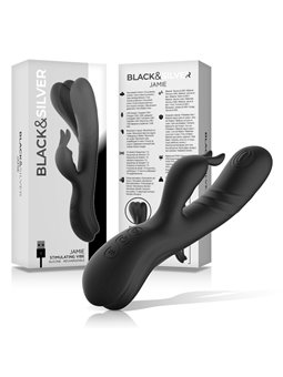 Black&Silver Jamie - Vibratore Rabbit in Silicone 10 Funzioni - Nero