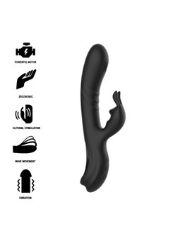 Black&Silver - Jamie Rechargeable Silicone Rabbit Stimulator Black