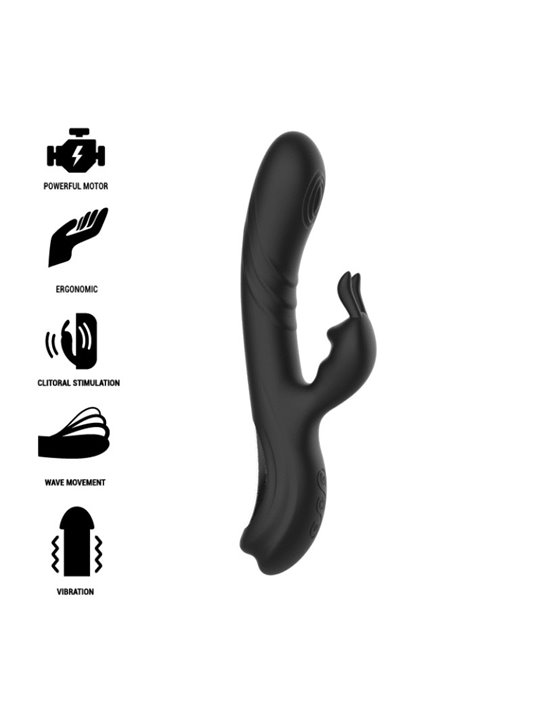 Black&Silver - Jamie Rechargeable Silicone Rabbit Stimulator Black